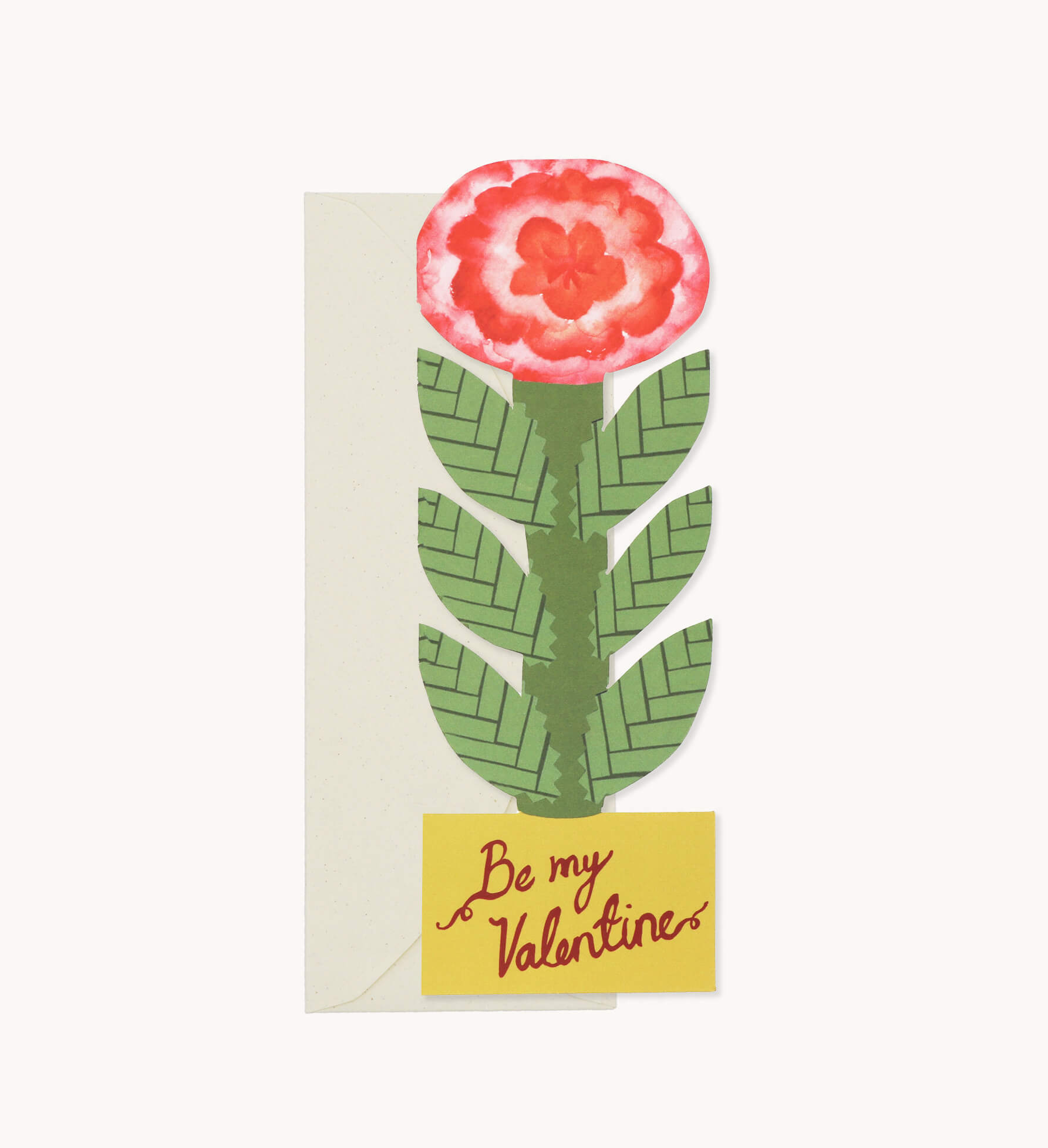 Tall Flower, Be My Valentine Card. DELIVERY FIRST WEEK OF JANUARY