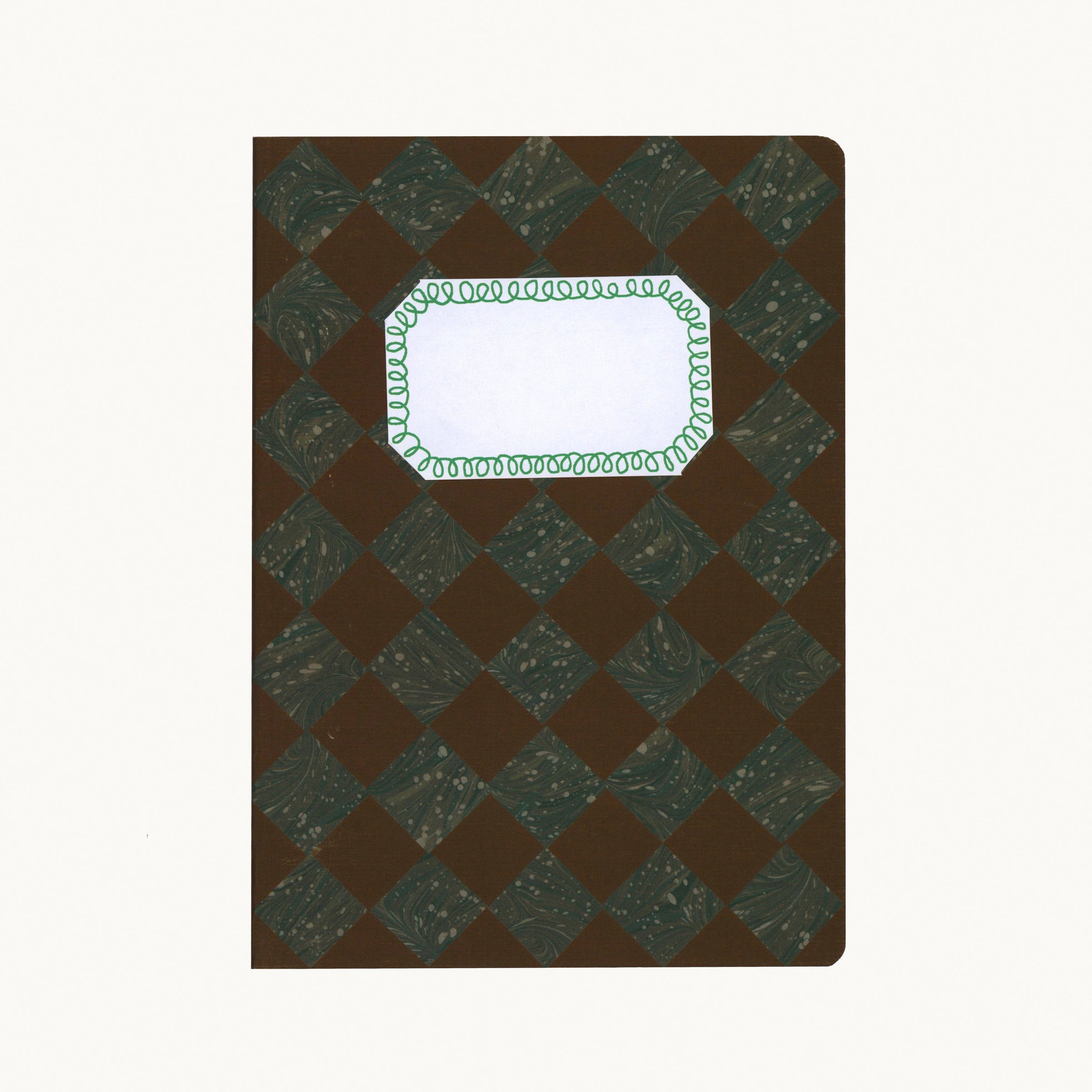 A5 Brown and Marbled Green Chequered Sketch/Notebook